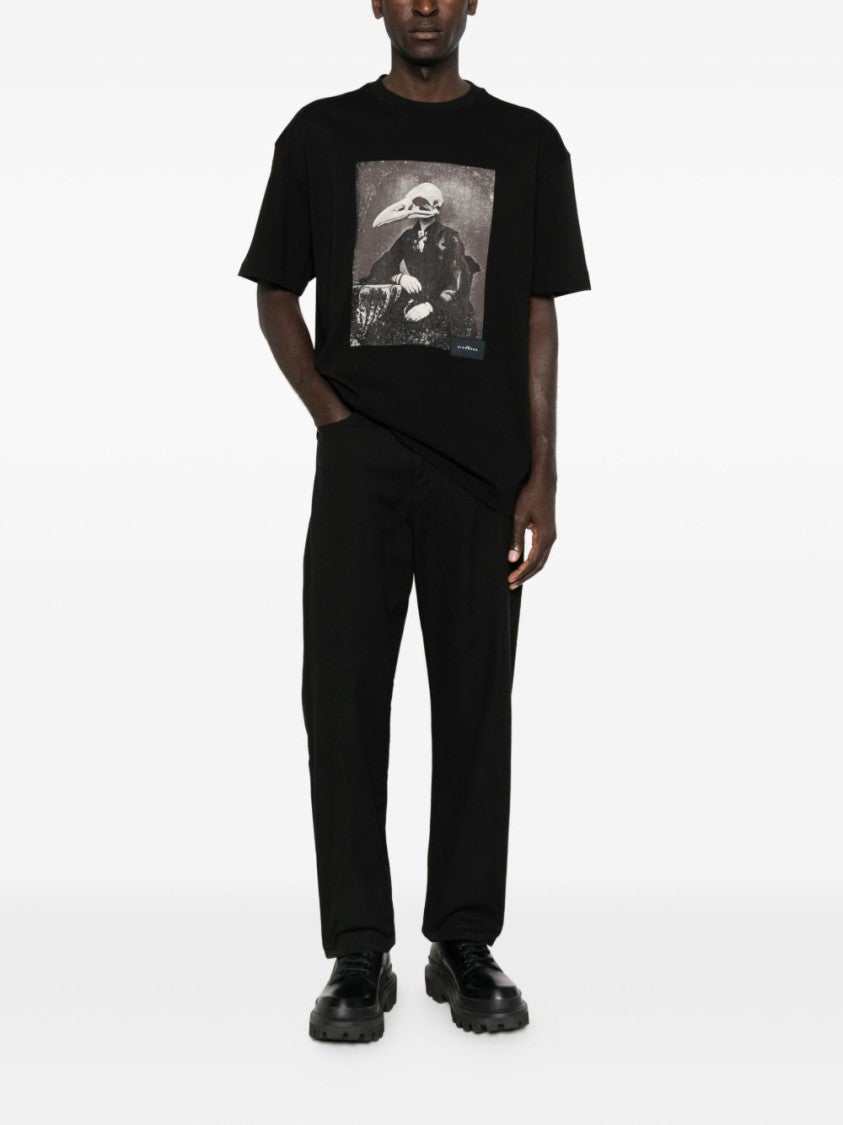 John Richmond Graphically Styled Black Crew Neck T-Shirt