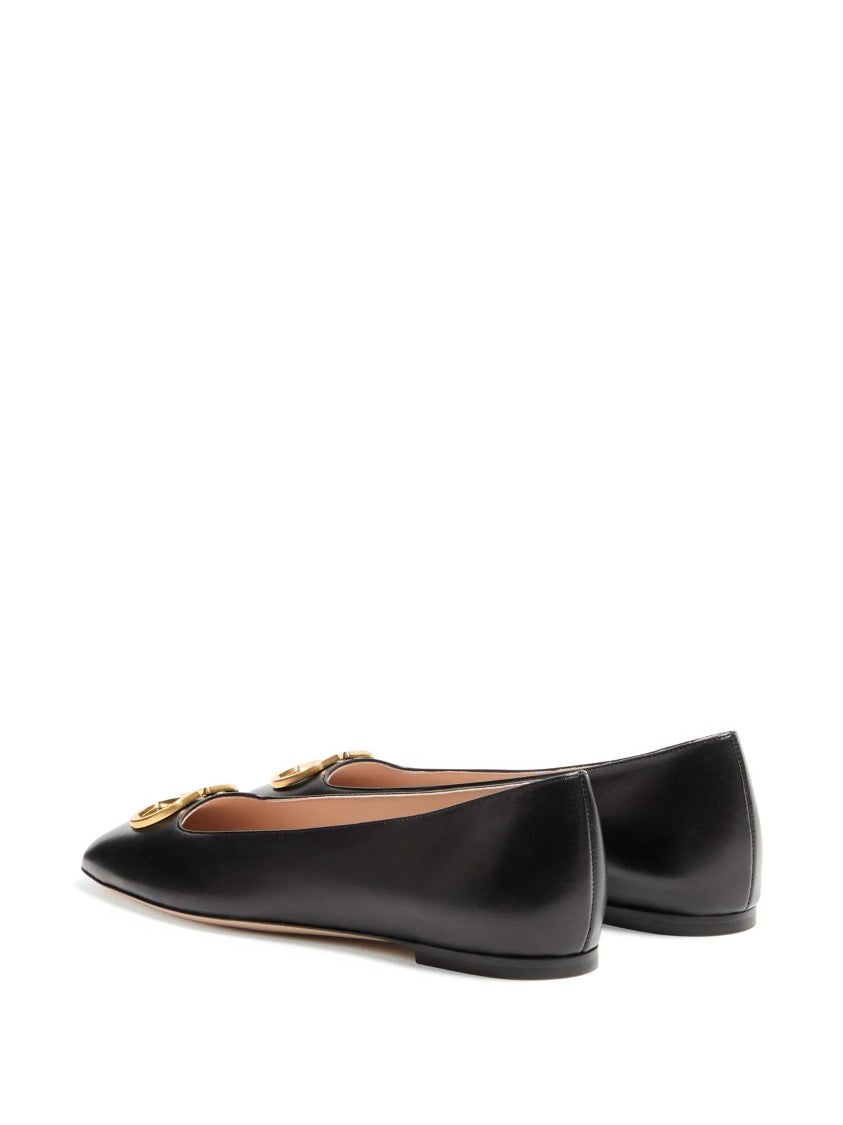 Valentino Black Vlogo Signature Pointed Toe Ballerinas