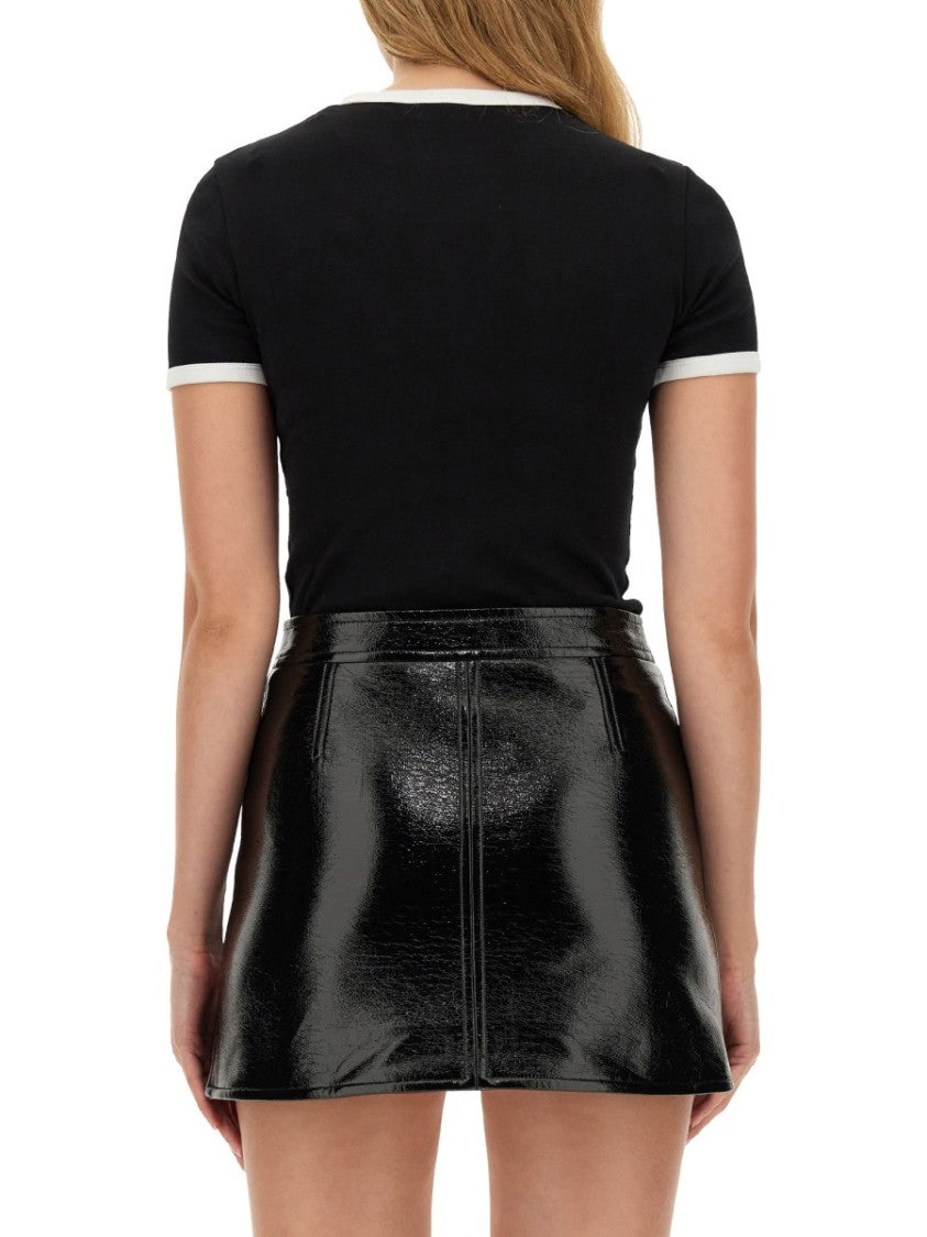 Courrèges Slim Fit Black T-Shirt With Contrasting Trim
