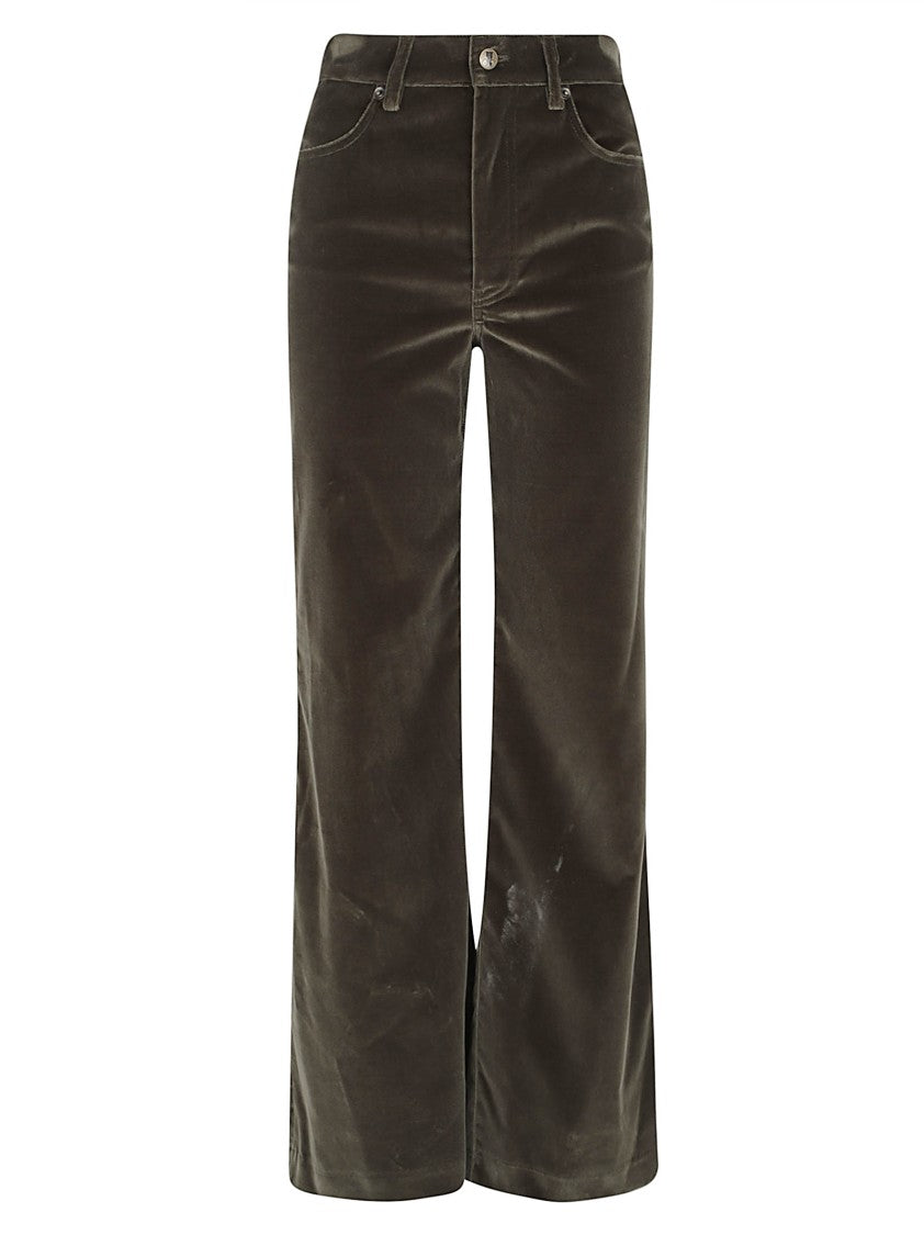 La Double J Wide-Leg Velvet Trousers With Embroidered Pockets