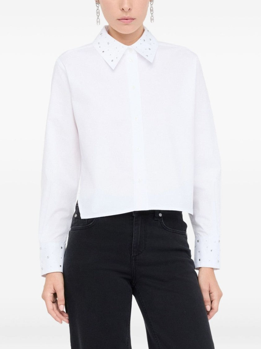 Liu Jo Cropped White Shirt With Classic Collar