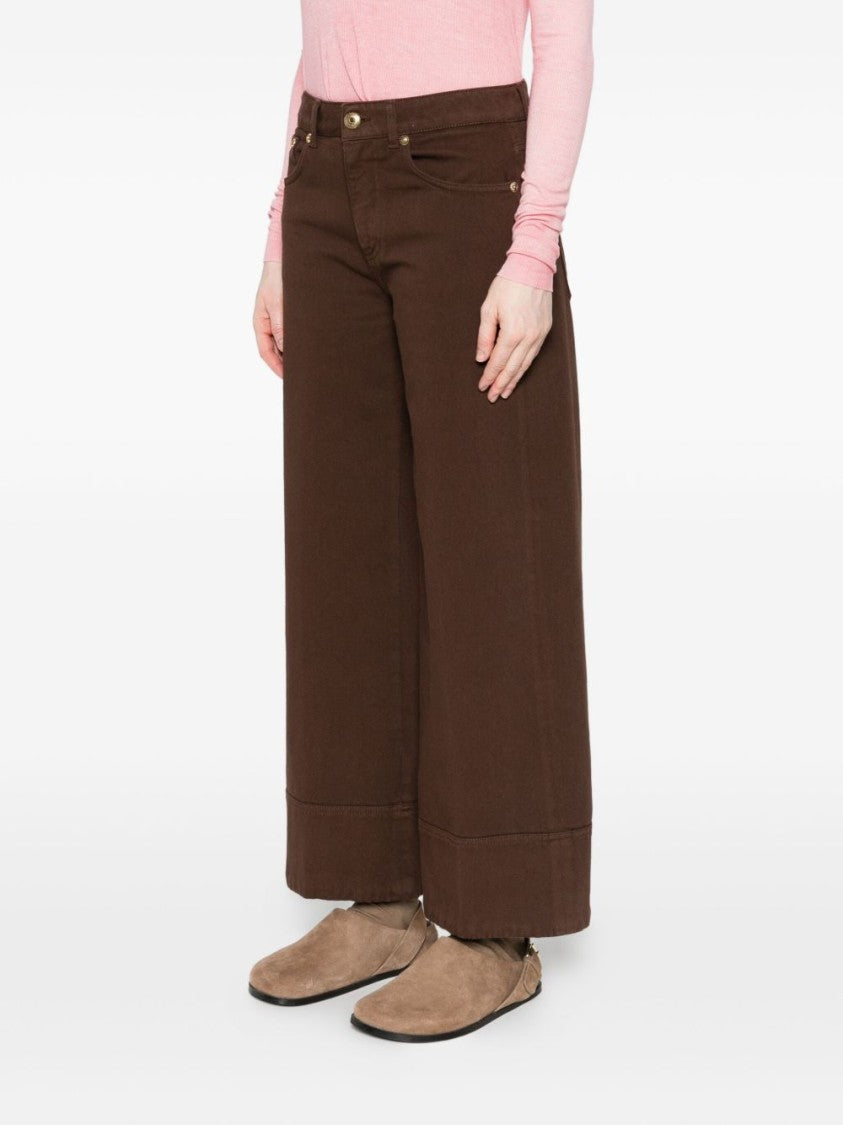 Dondup Wide-Leg Brown Jeans With High Waist