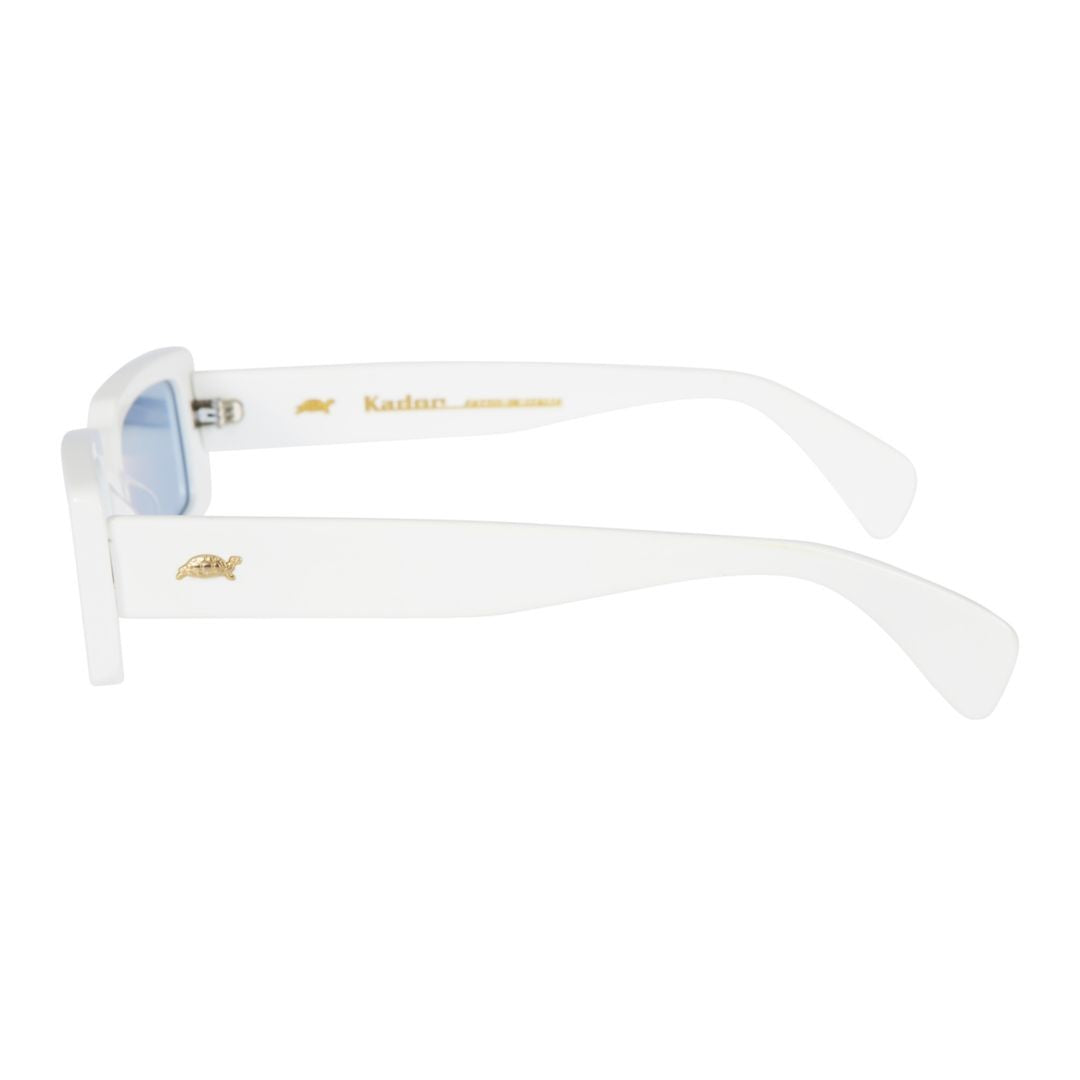 Kador Pin-Up Bold Rectangular Sunglasses With Glossy White Frame