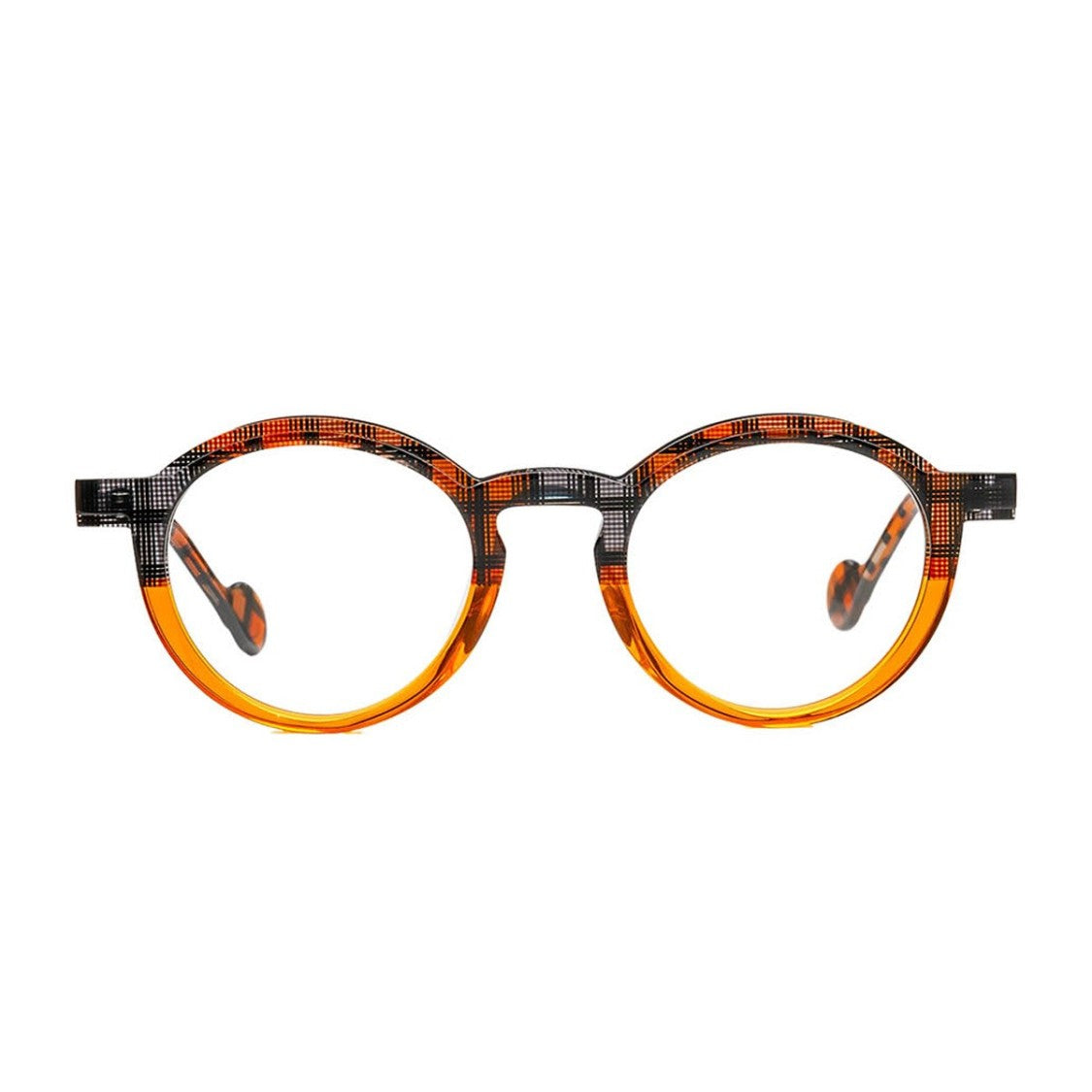 Matttew Orange Checkers Acetate Oval Sunglasses
