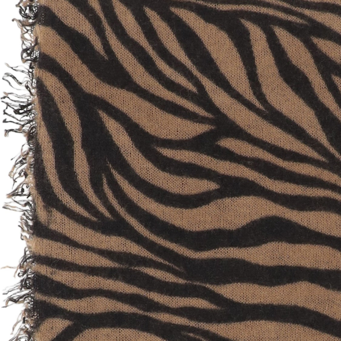 Faliero Sarti Fringed Cashmere Scarf With All-Over Animal Print