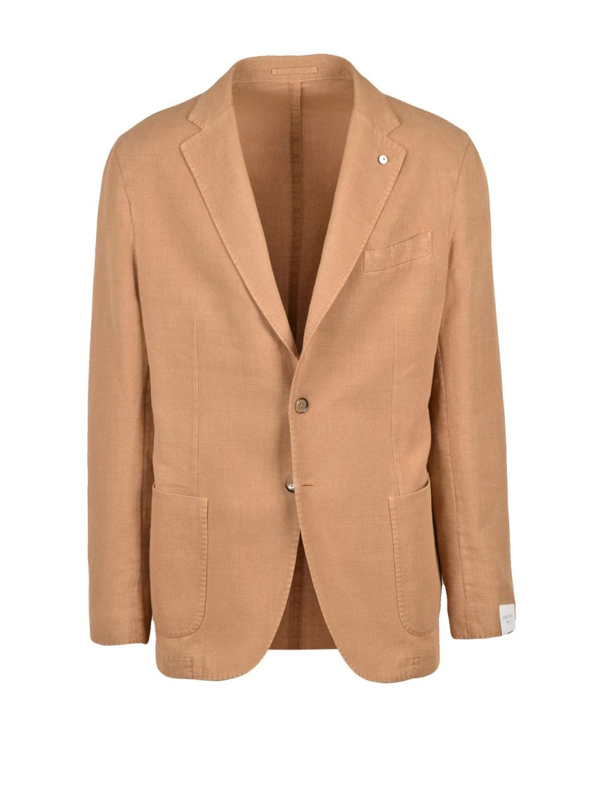 L.B.M. 1911 Beige Cotton Ramie Rounded Blazer Jacket