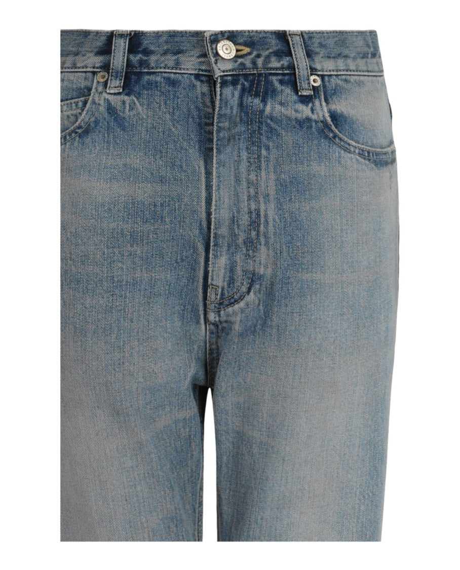 Balenciaga Organic Selvedge Flared Jeans With Distressed Hem And Five-Pocket Design