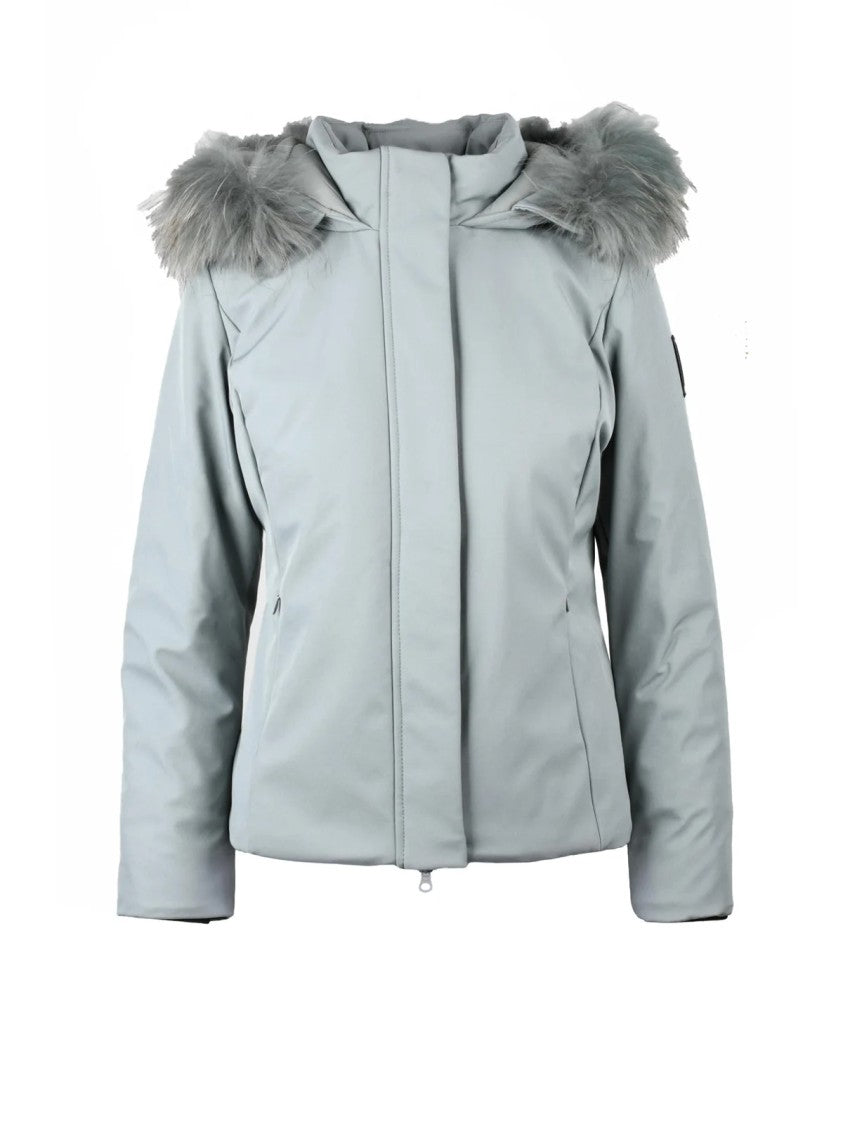Bomboogie Fitted Sage Green Jacket With Removable Fur Trim