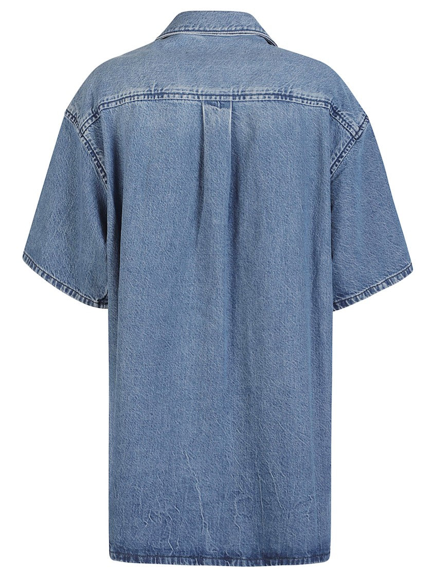 Alexander Wang Short Sleeve Boxy Cotton Denim Dress