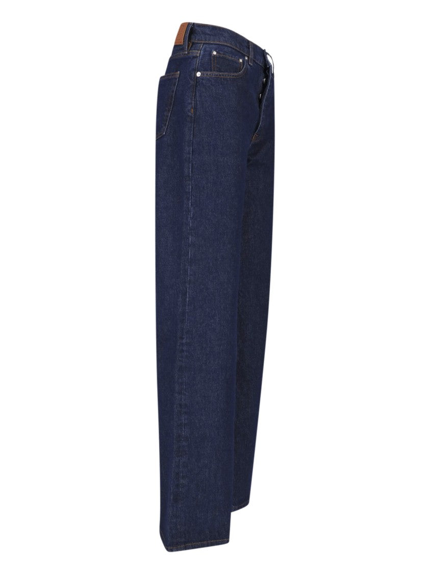 Anine Bing Dark Blue Brie Straight-Leg Cotton Denim Jeans