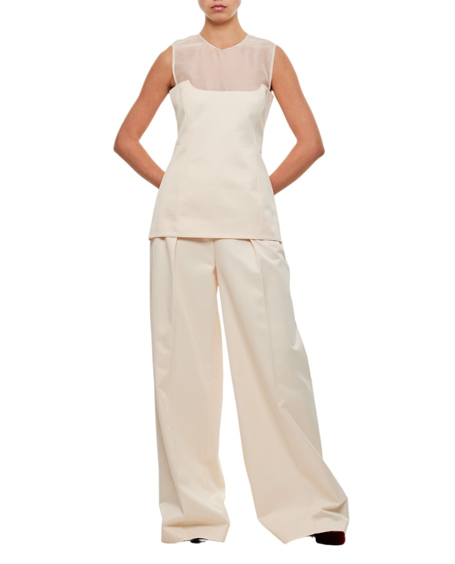 Khaite Sleeveless Top With Sheer Mesh Panel And Zipper Closure