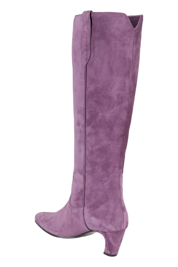 Aldo Castagna Knee-High Suede Boots With Square Toe
