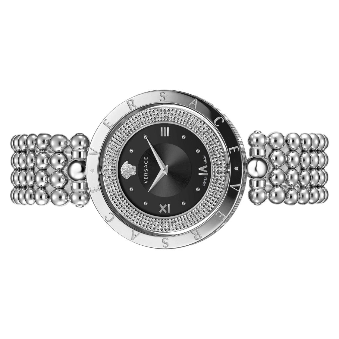 Versace Versace Eon Quartz Watch With Black Dial And Stainless Steel Bracelet