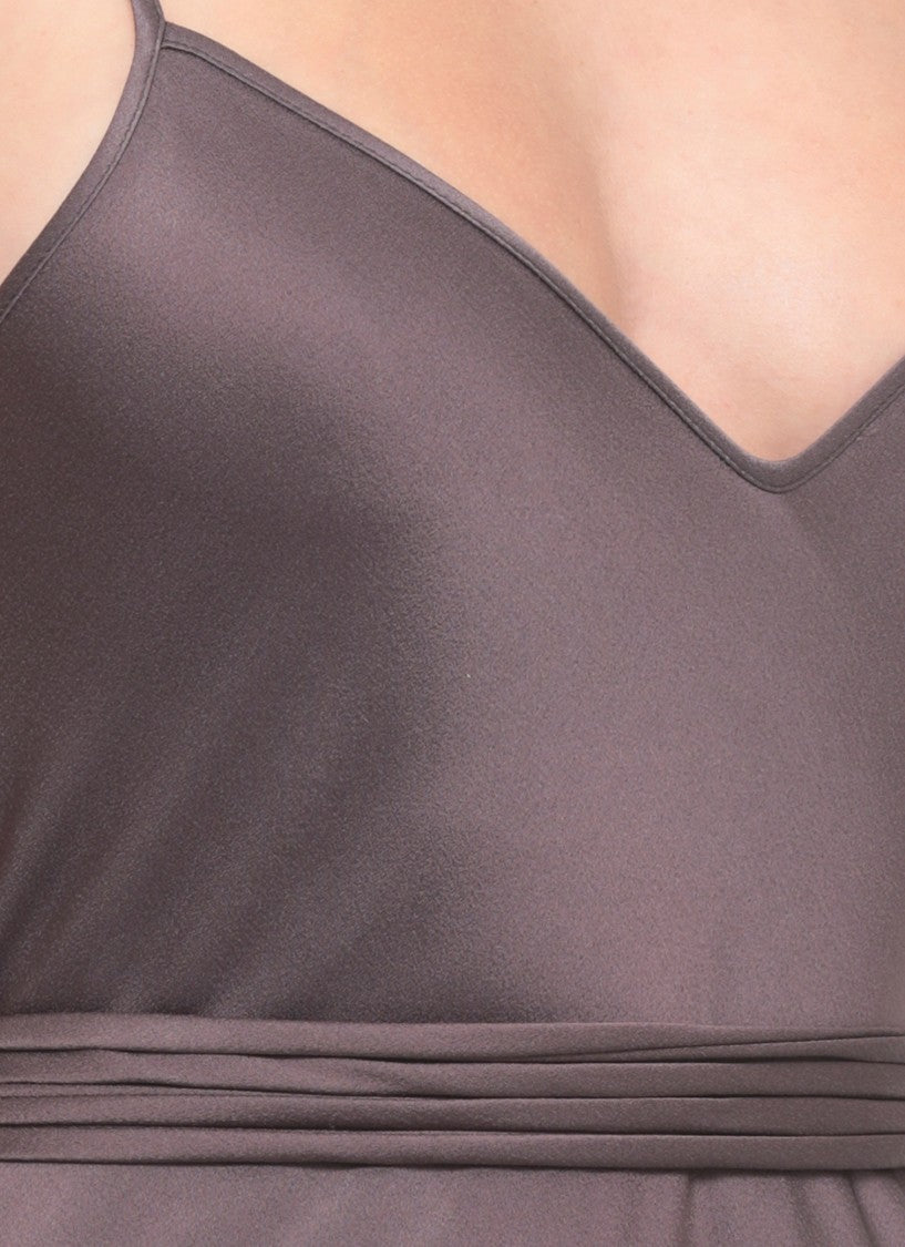 Antonelli Firenze Mud Purple Viscose Maxi Dress With V-Neckline
