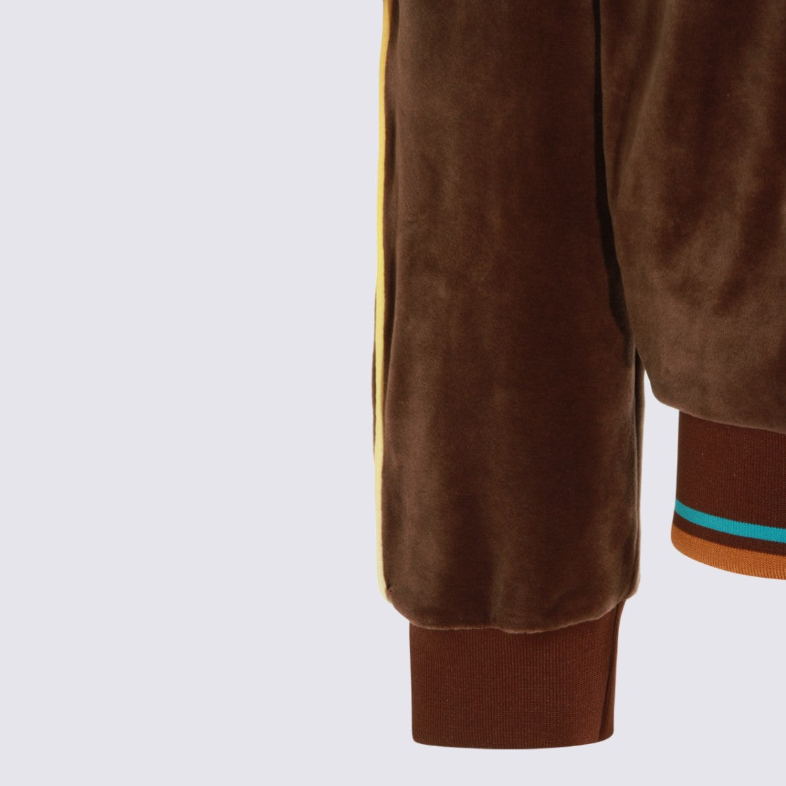 Casablanca Brown Velvet Bomber Sweater With Contrasting Stripe Details