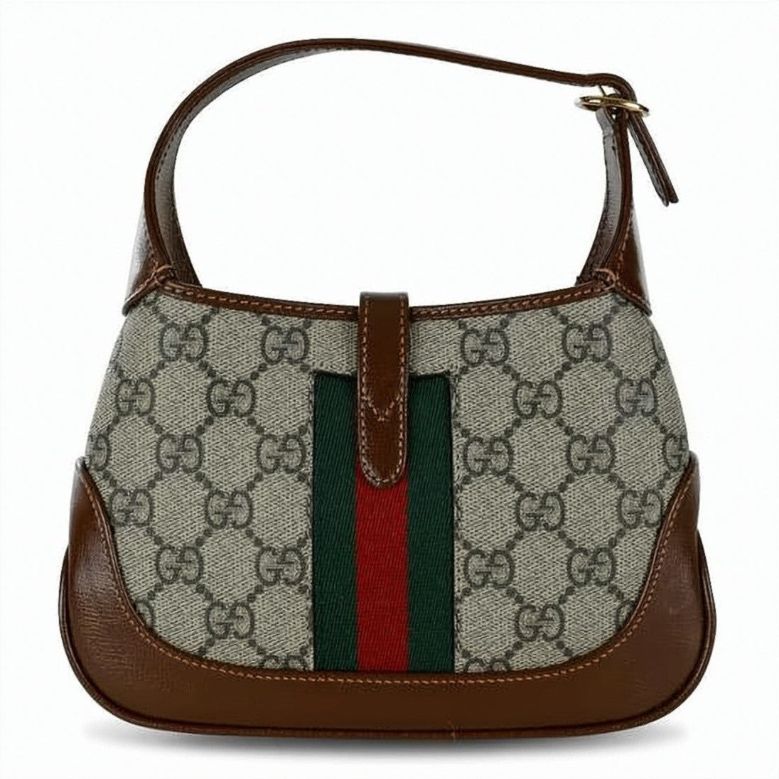 Gucci Mini Shoulder Bag In Classic Monogram Canvas With Leather Trim