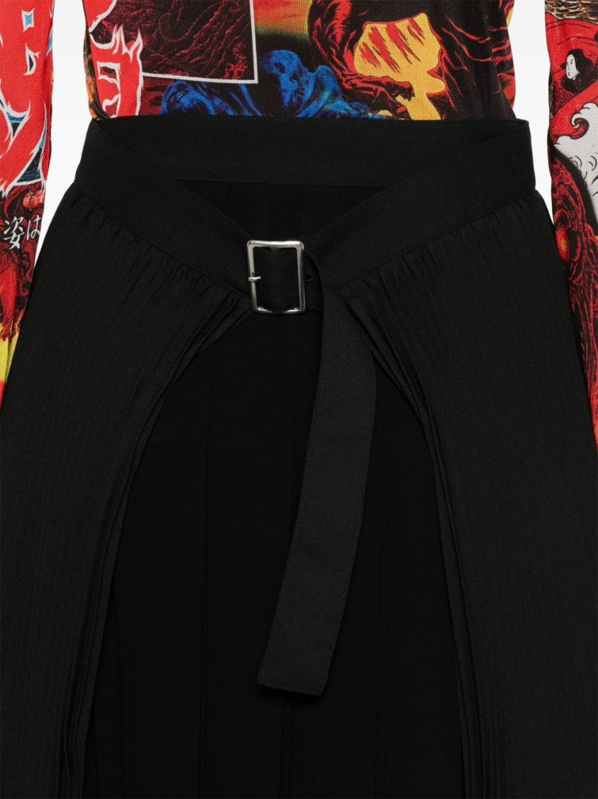 Junya Watanabe Flared Black Wool Midi Skirt