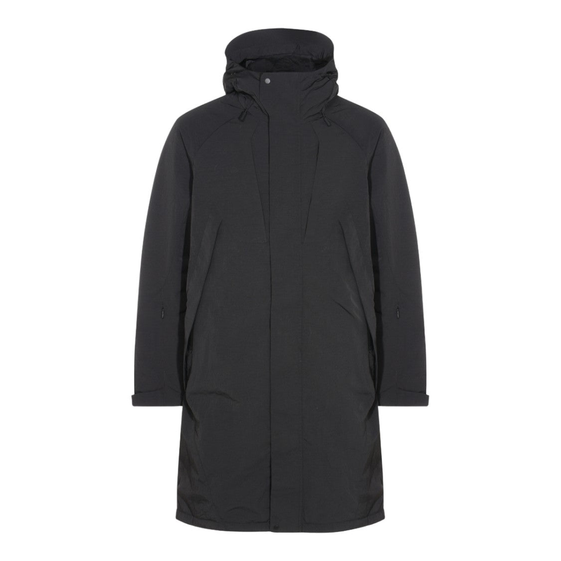 Jg1 Long Streamlined Black Coat With Hood