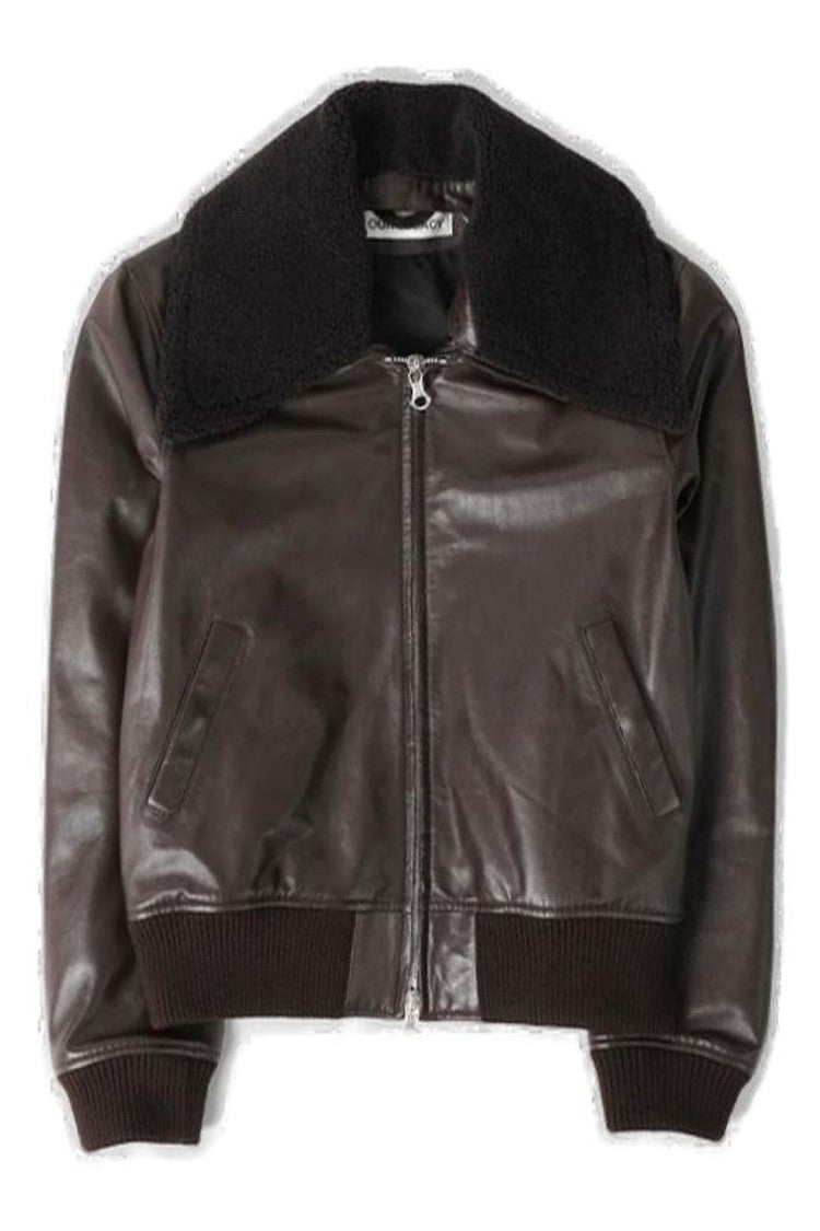 Our Legacy Textured Shearling-Collared Calf Leather Jacket