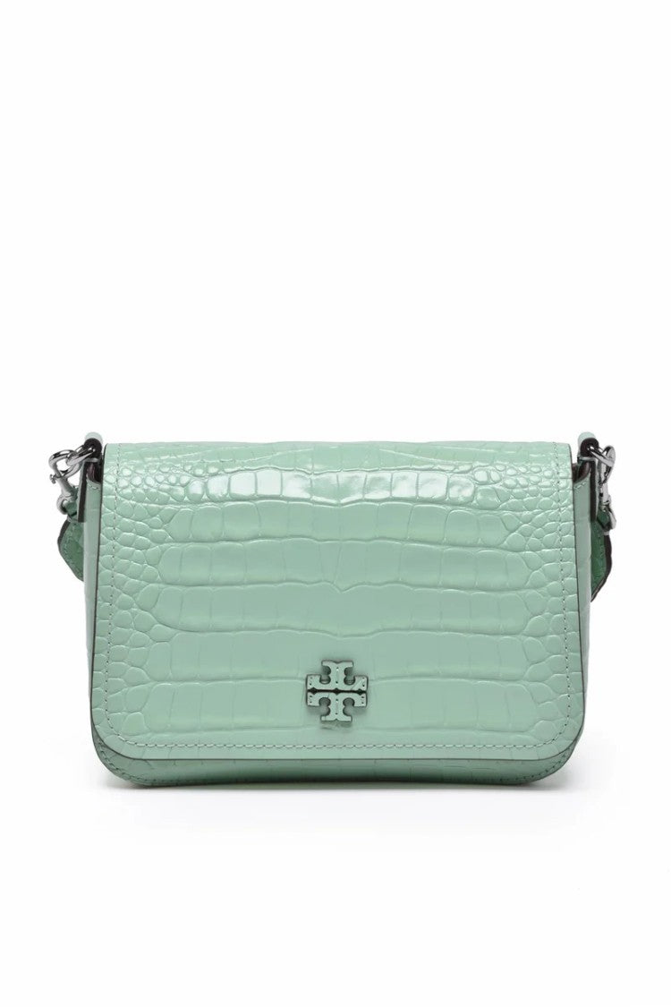 Tory Burch Thea Embossed Flat Flap Shoulder Bag - Green