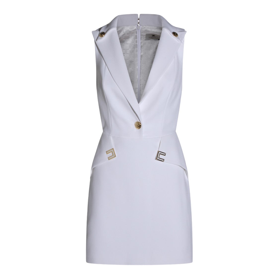 Elisabetta Franchi Ivory Dress With Timeless Silhouette