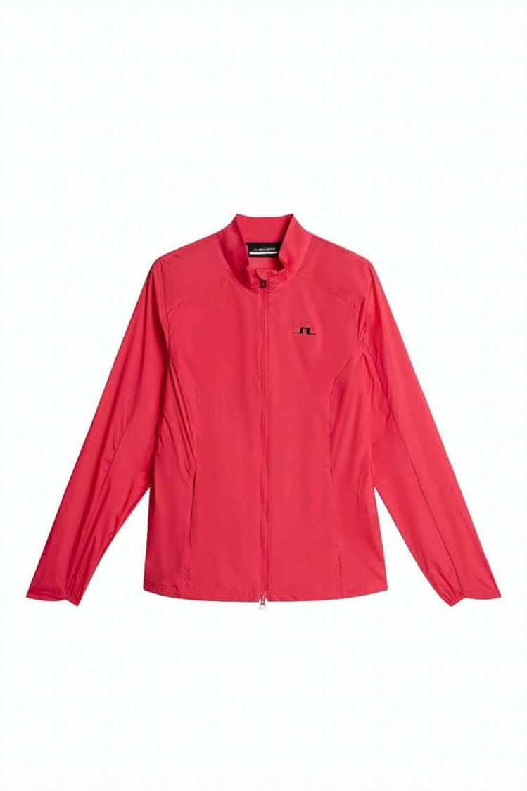 J Lindeberg Fitted Red Jacket With Stand Collar