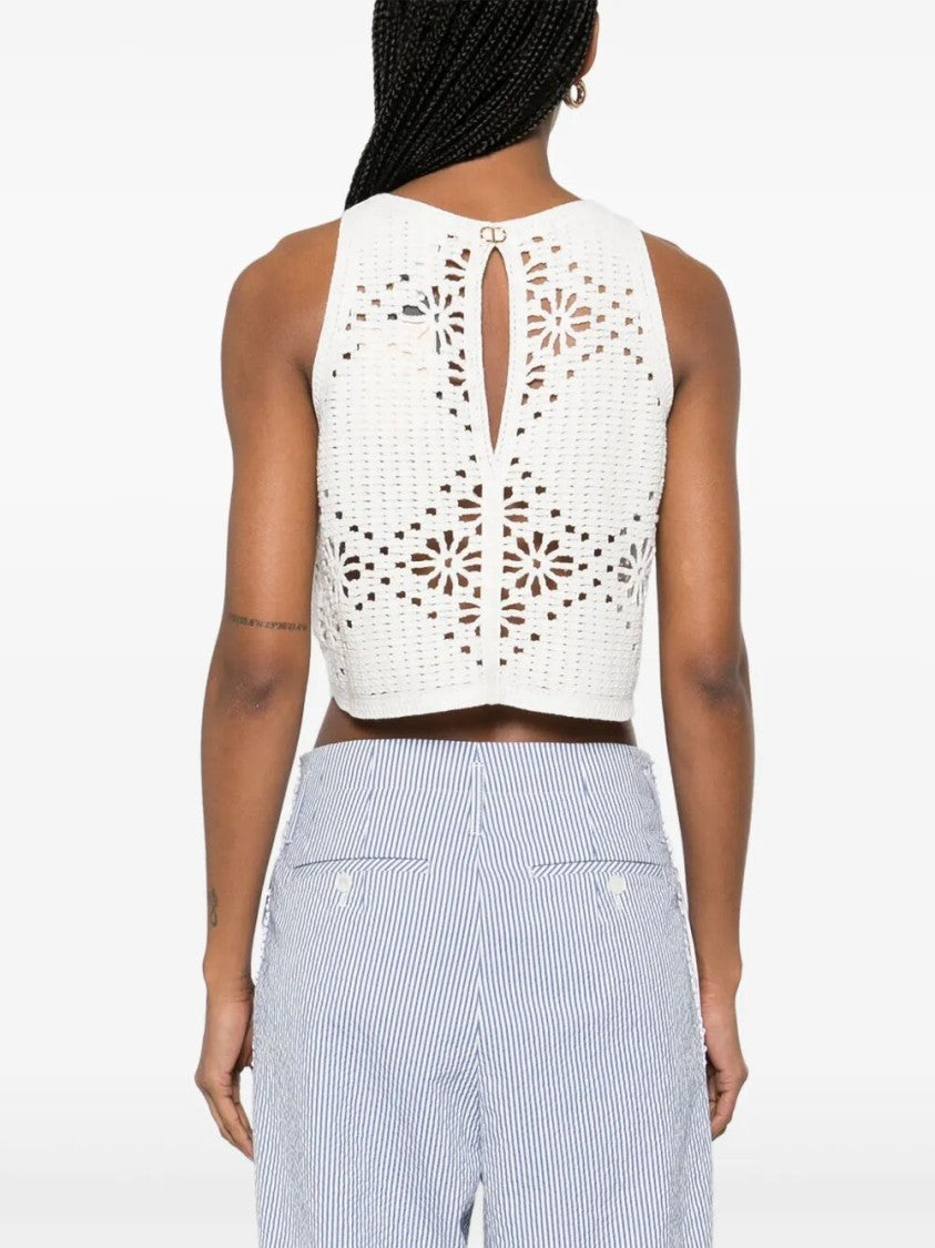 Twin-Set Floral Crochet Sleeveless Top