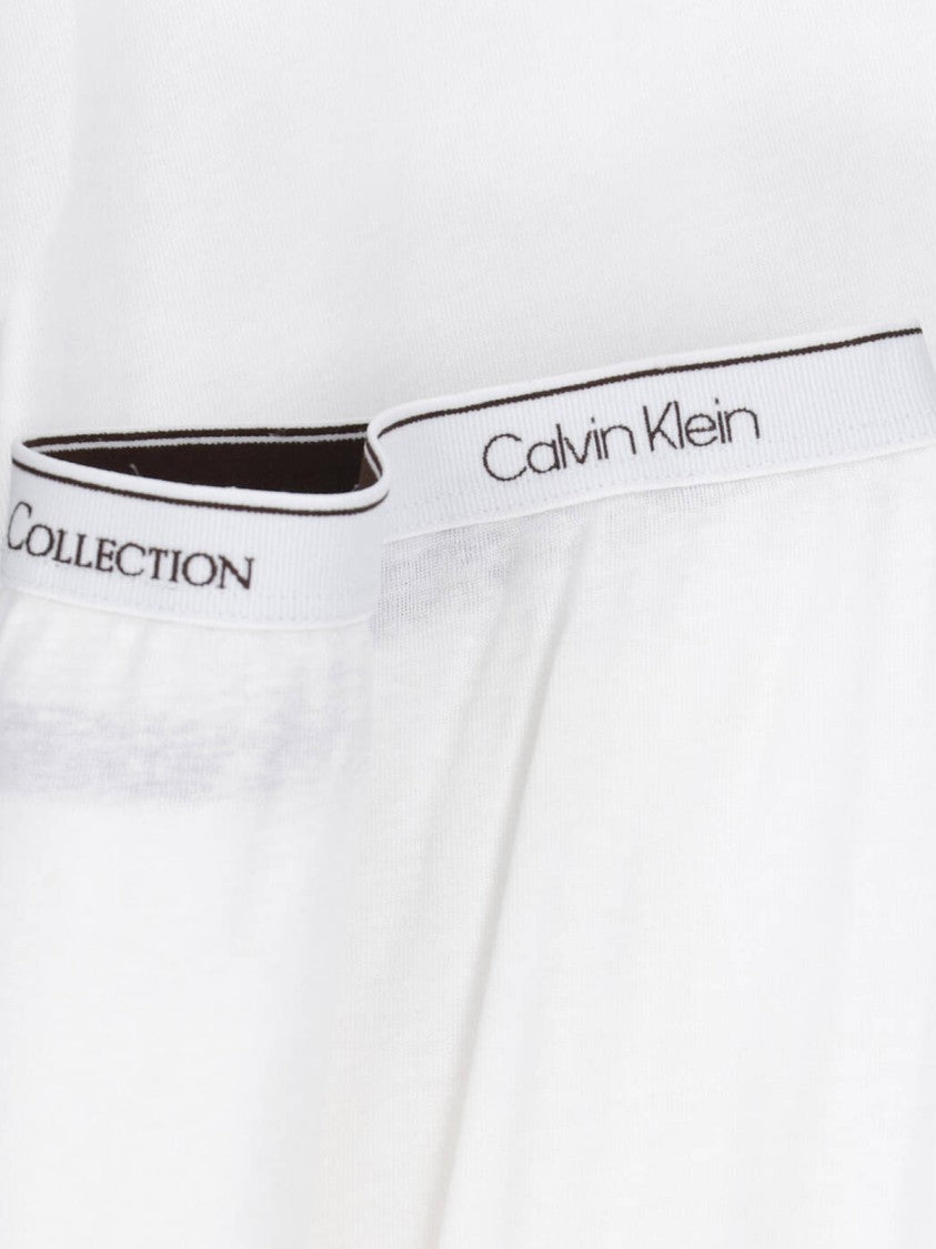 Calvin Klein White Slim-Fit Ribbed Cuff Logo Trousers