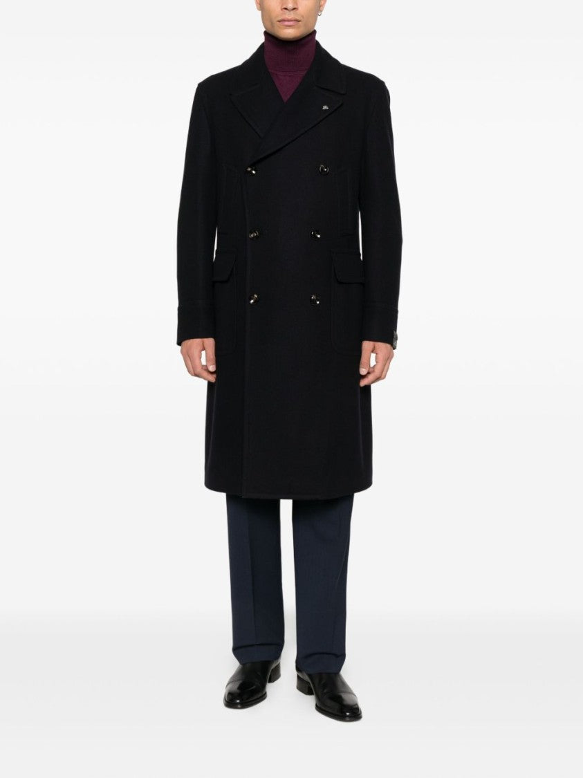 Tagliatore Tailored Blue Coat In Wool-Cashmere Blend