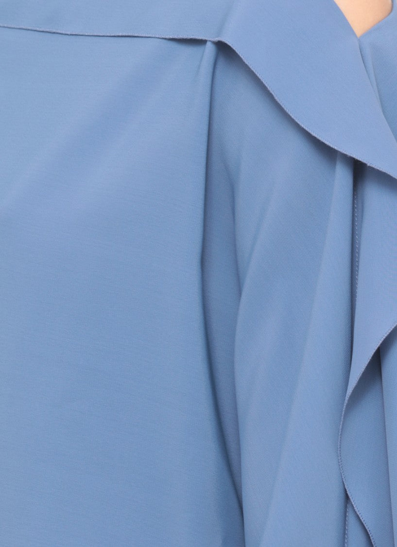 Lanvin Blue Haut Volant Long Sleeve Top
