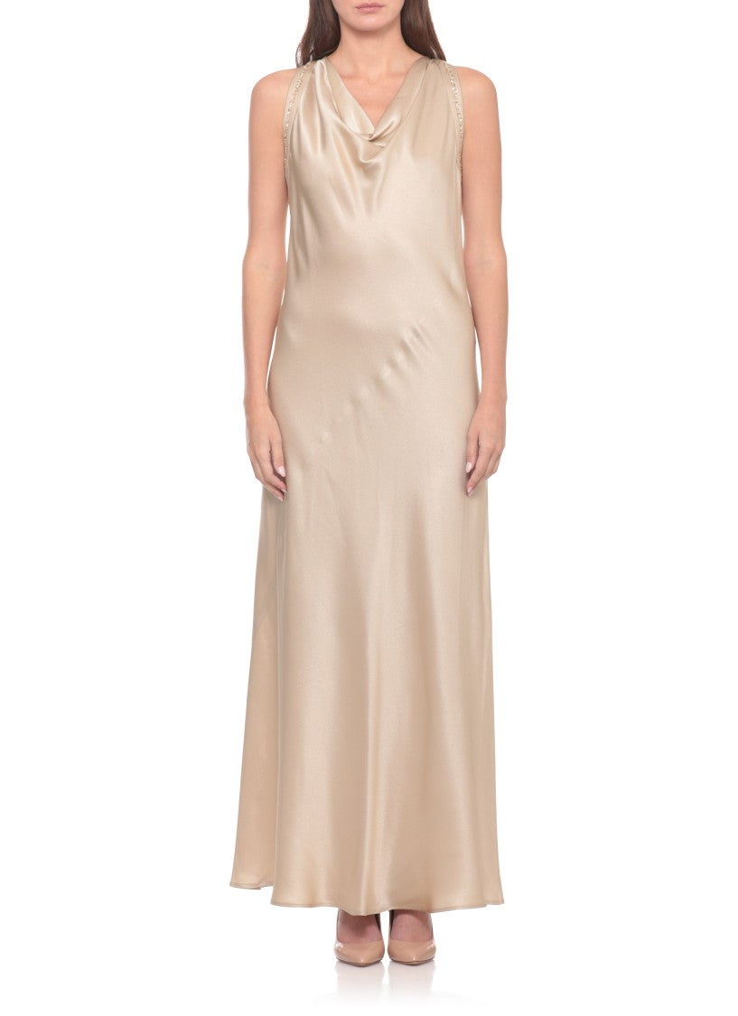 Antonelli Firenze Sleeveless Silk Blend Maxi Dress With Sequin Details