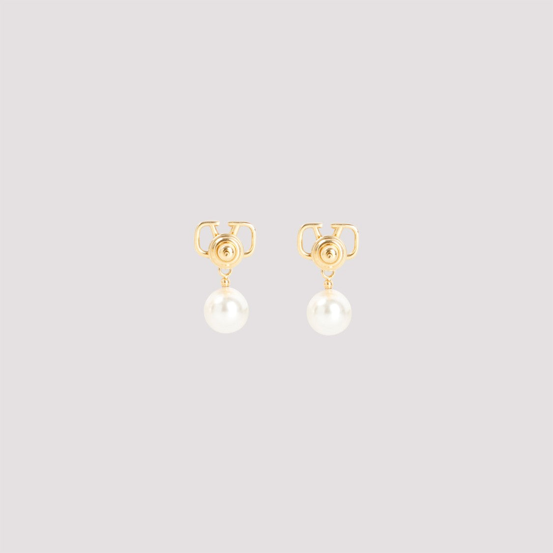 Valentino Garavani Vlogo Signature Pearl Earrings In Gold-Colored Brass