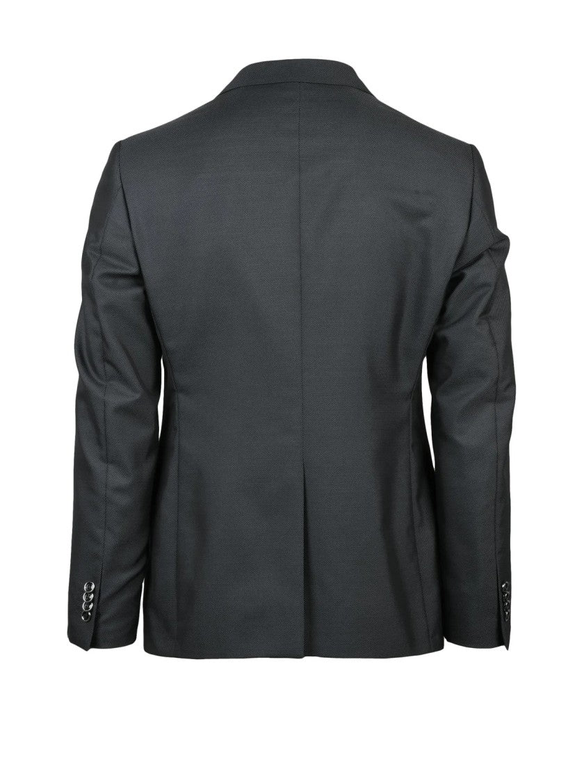 Luigi Bianchi Half-Tight Grey Jacket With Notched Lapel And Textured Pattern