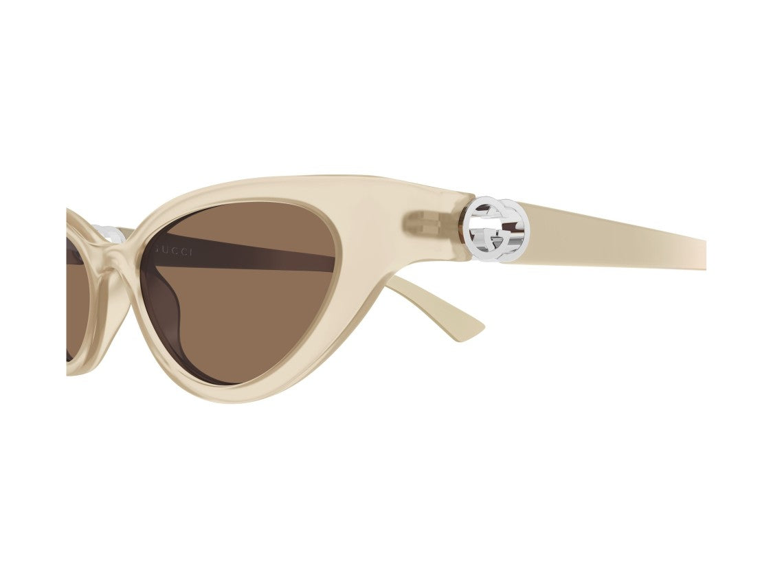Gucci Gg2194s Translucent Beige Silver Accent Cat-Eye Sunglasses