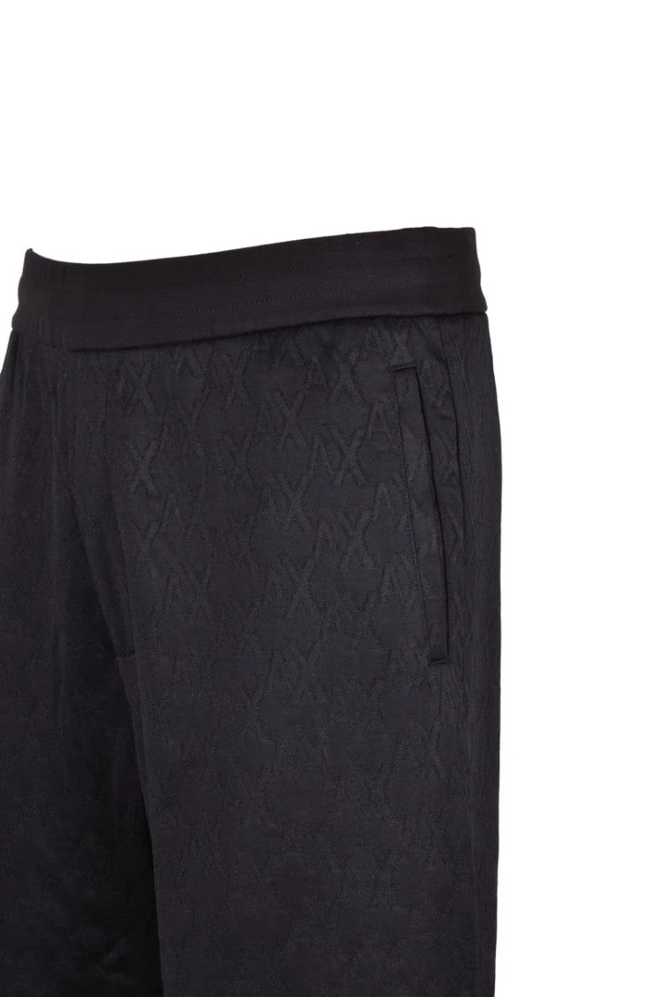 Armani Exchange Relaxed Fit Black Tracksuit Bottoms With Embossed Texture