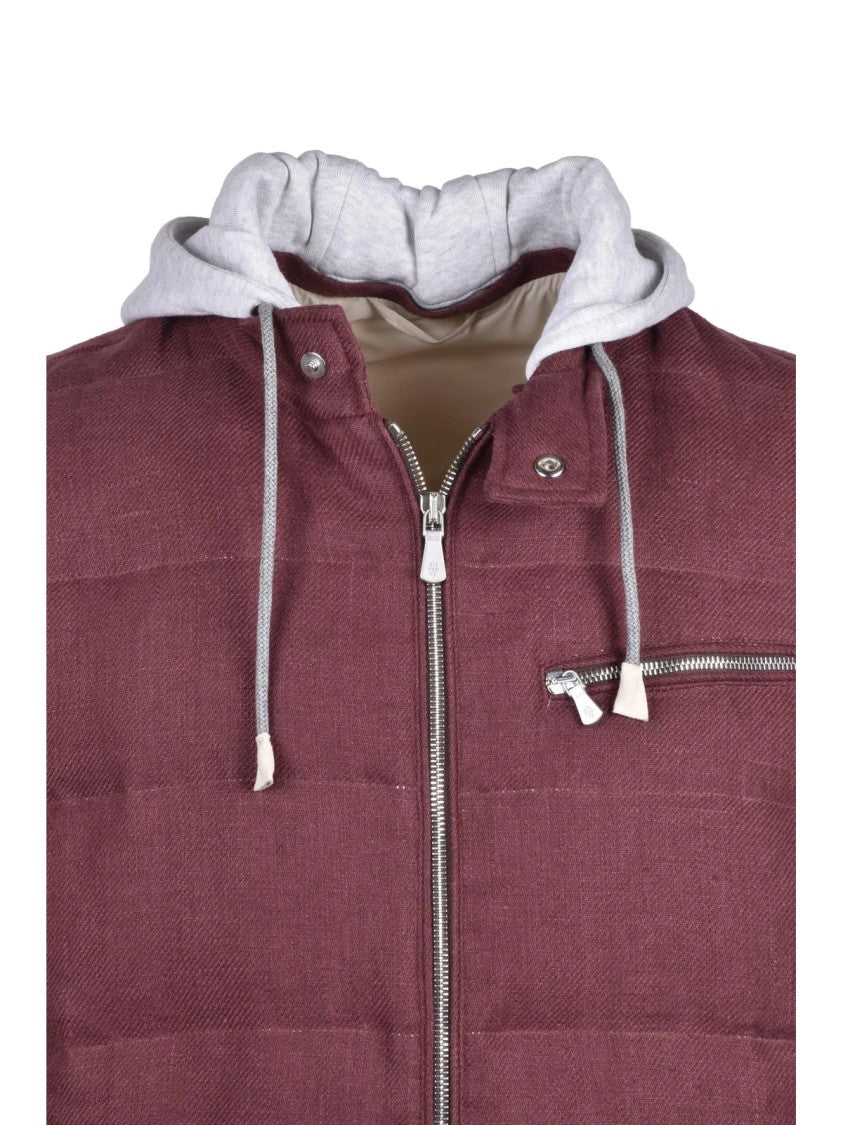 Eleventy Quilted Cotton-Blend Vest With Removable Hood And Textured Finish