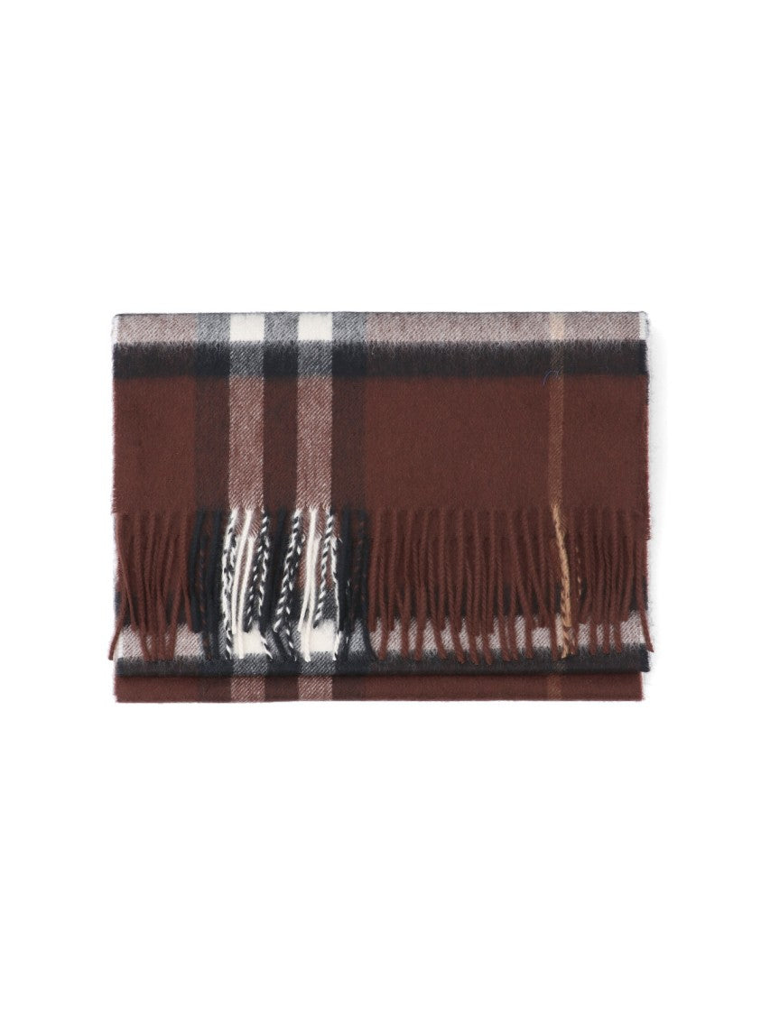 Burberry "Check" Scarf, In Brown Brushed Cashmere