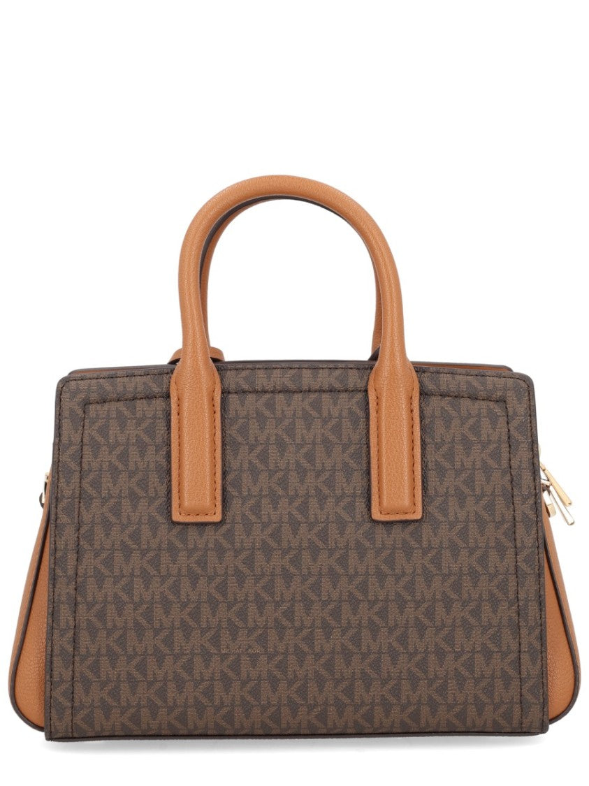 Michael Michael Kors Structured Monogram Canvas Handbag With Leather Accents