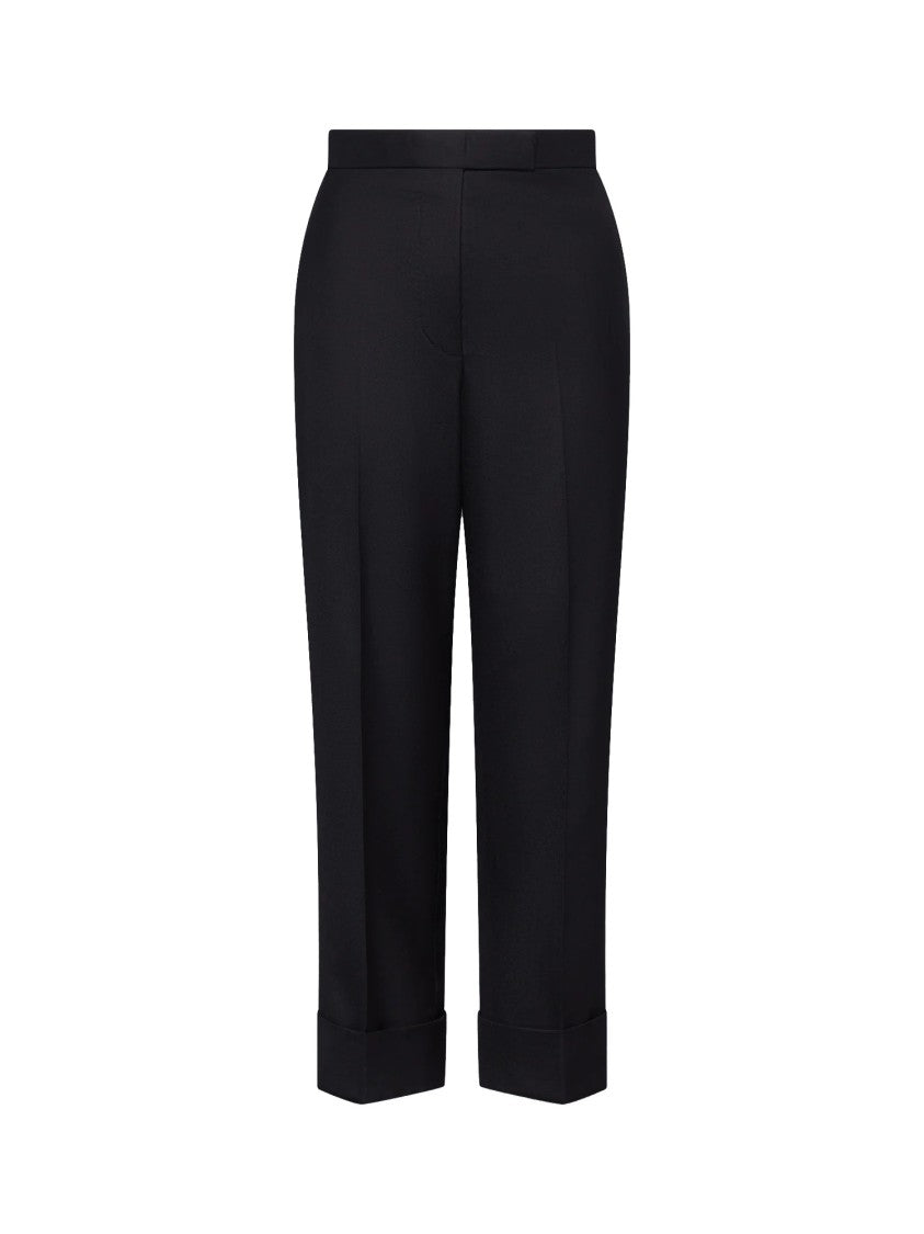 Thom Browne High-Waisted Backstrap Trousers With Cuffed Hem
