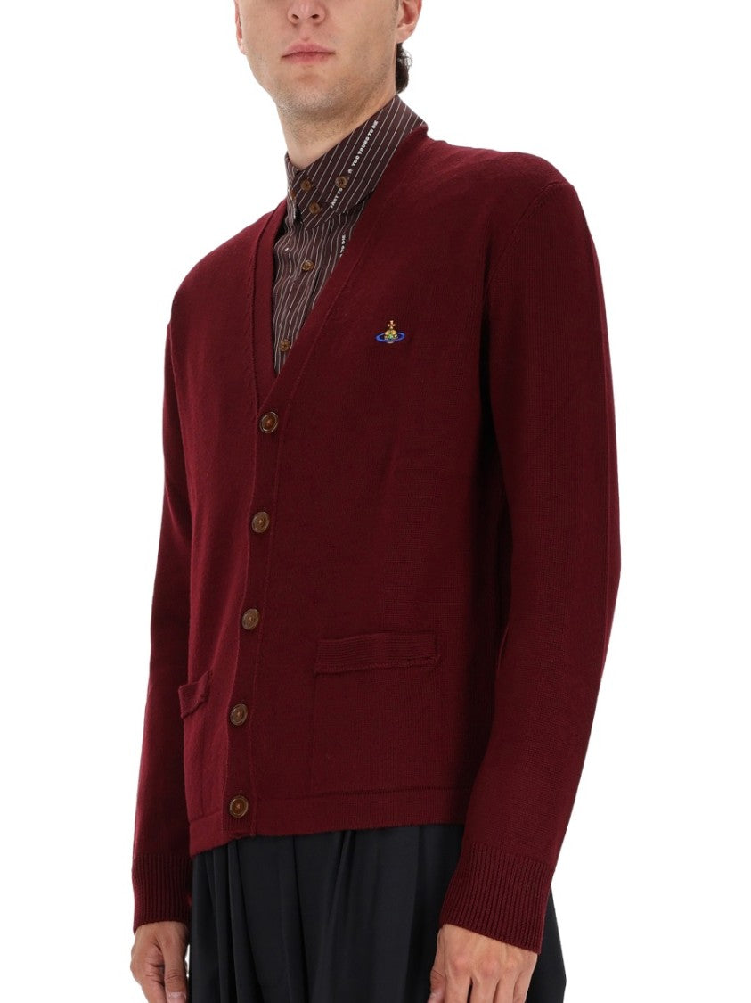Vivienne Westwood Cardigan Sweater In Rich Bordeaux