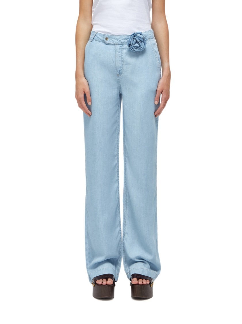 Blugirl Straight-Leg Denim Lyocell Trousers With Decorative Pin