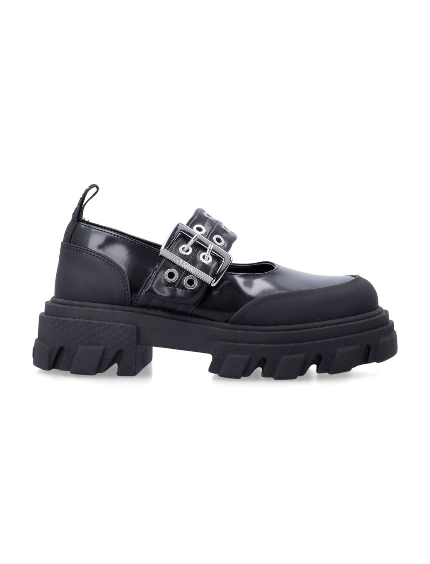 Ganni Cleat Black Oleatex Ballerina Shoes
