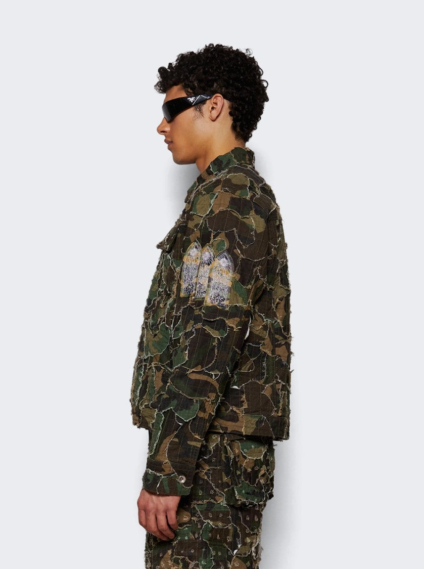 Who Decides War Camo Trucker Jacket - Olive