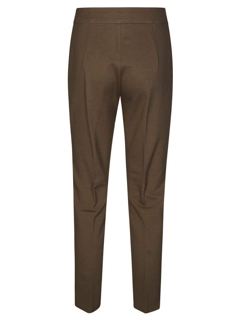 Max Mara Slim Straight-Leg Tailored Pants With Clean Front Closure