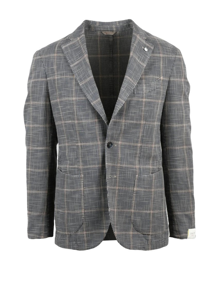 L.B.M. 1911 Grey Cotton Silk Fitted Jacket