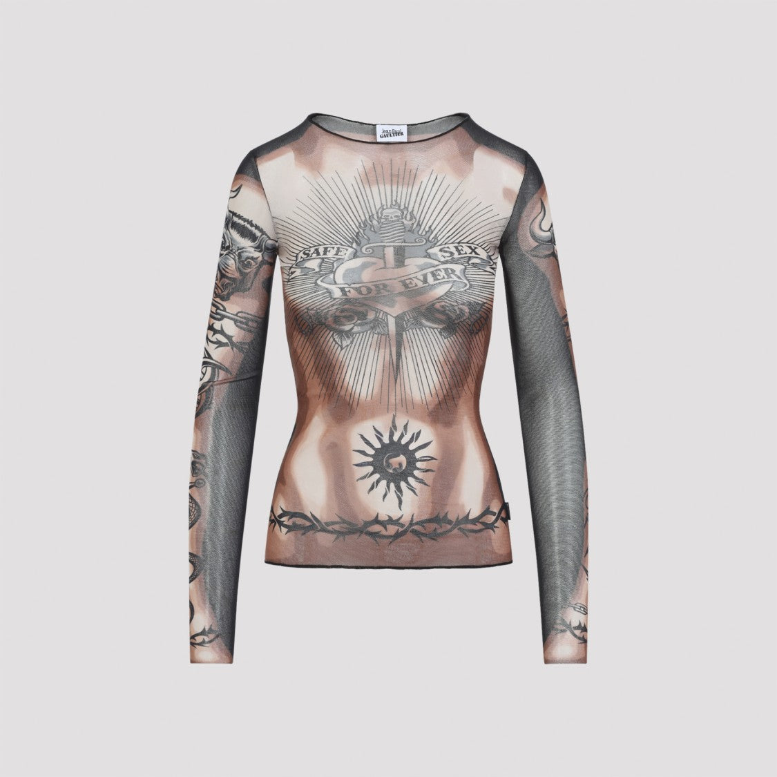 Jean Paul Gaultier Tattoo-Inspired Fitted Long-Sleeve Top