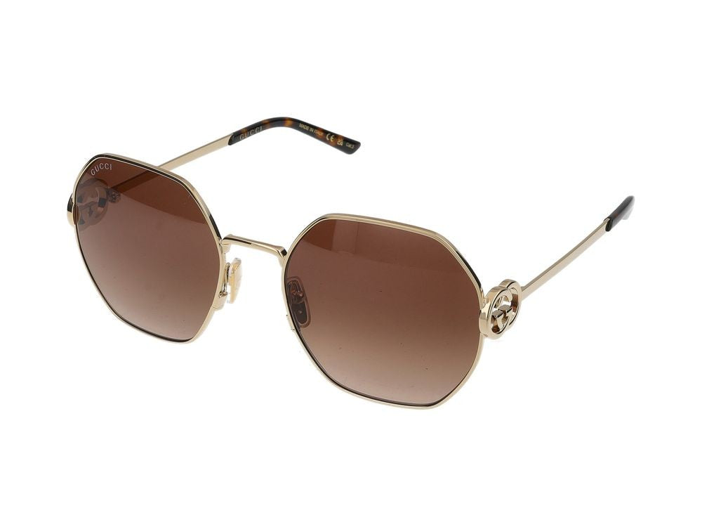 Gucci Gold Rounded Metal Frame Sunglasses