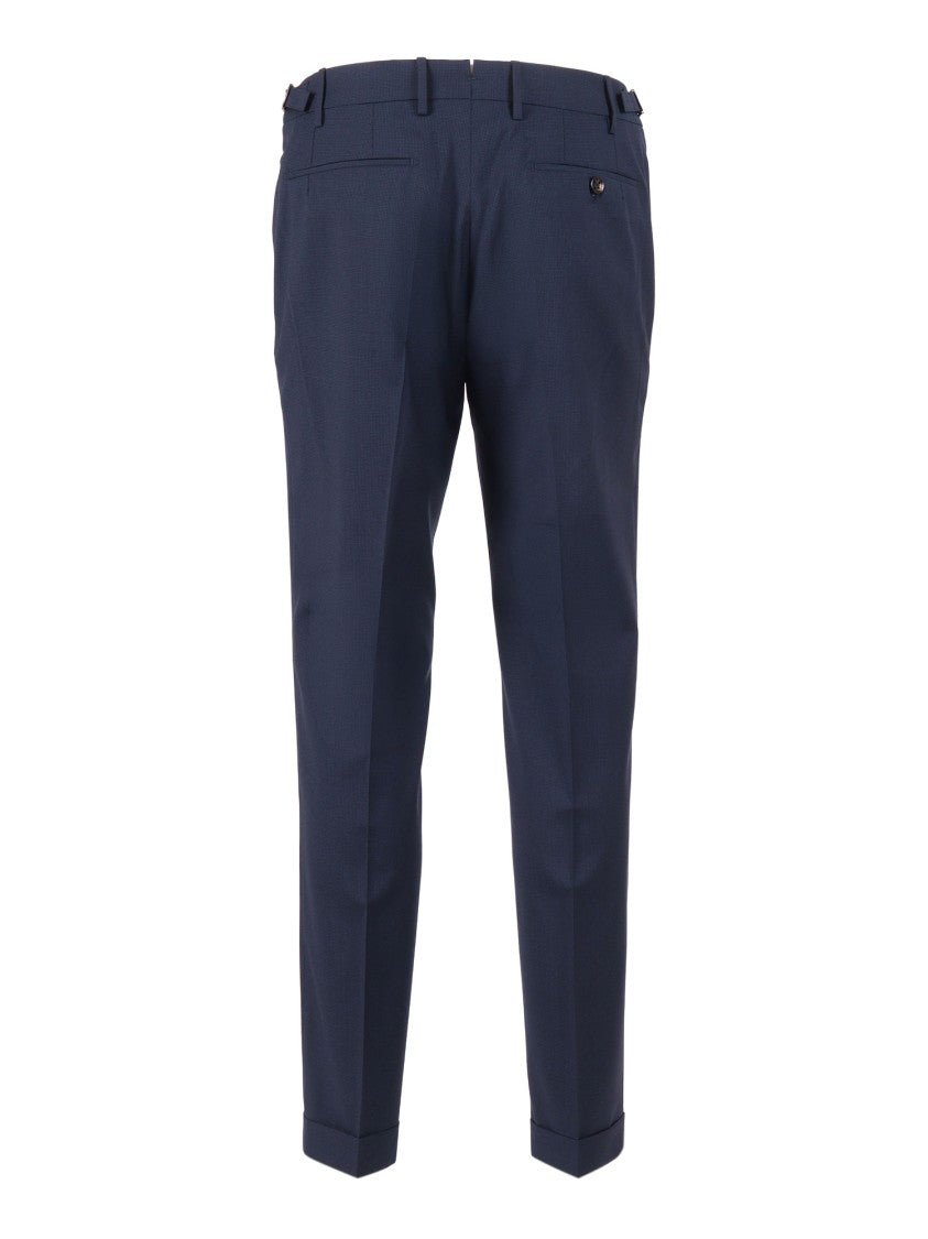 Berwich Deep Blue Virgin Wool Straight-Leg Pants