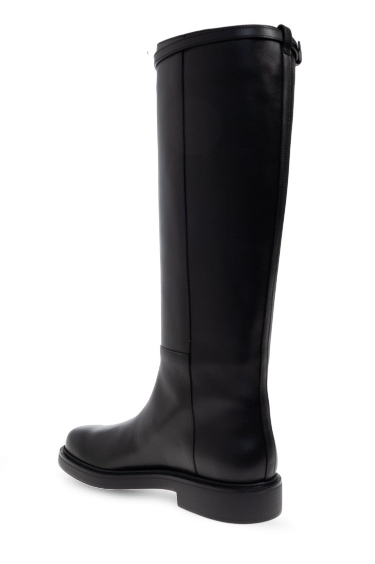 Tod's Knee-High Leather Boots With Decorative Strap