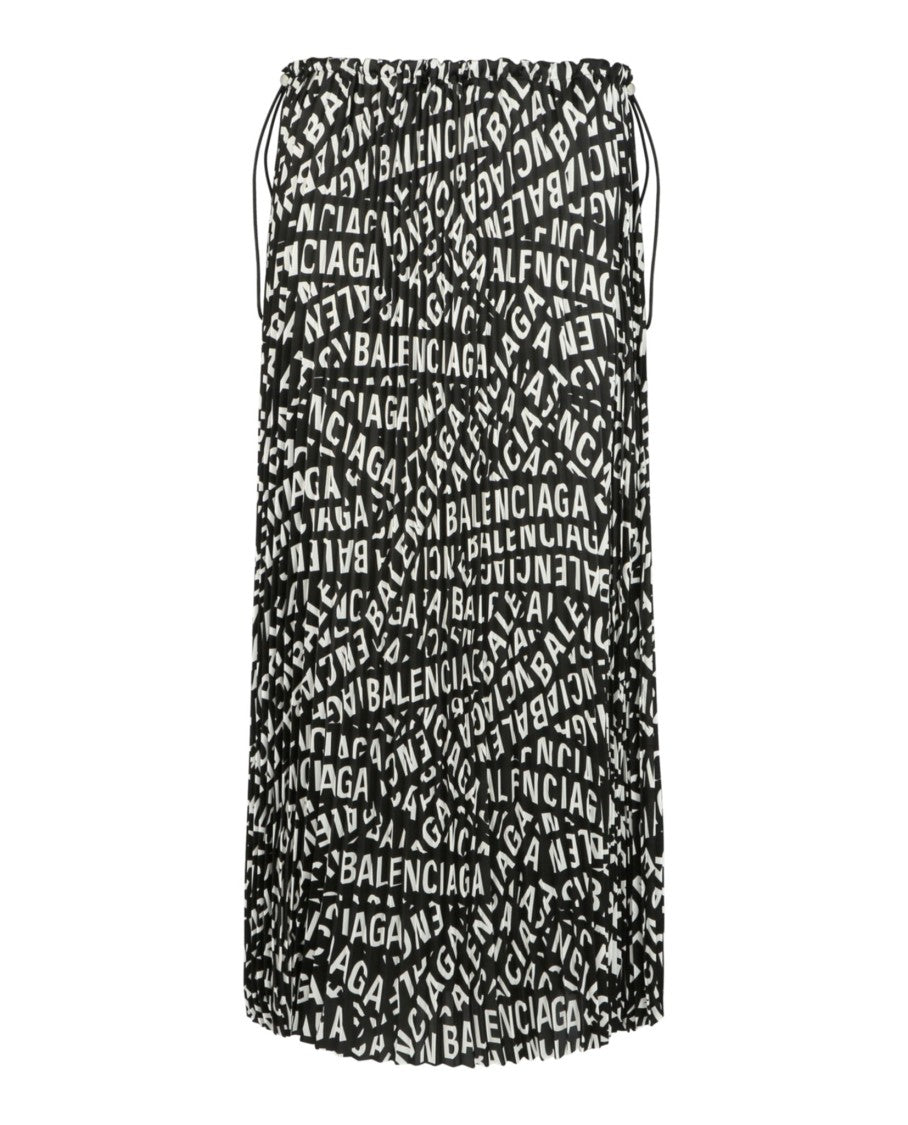 Balenciaga Pleated Midi Skirt With Signature Logo Strips
